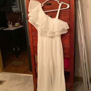 White polyester pant suit